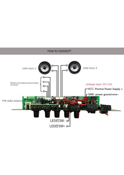 7.4V Amplifikatör Kurulu Kare Dans 2X10W Hoparlör Amplifikatör Desteği Bluetooth Aux U-Disk 5-8 Inç Hoparlör Dıy Ev Sineması (Yurt Dışından)