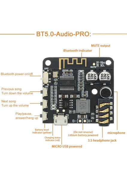Bt5.0 Ses Pro Alıcısı Aux Ses Kablosu ile Mp3 Bluetooth Dekoder Kayıpsız Araba Hoparlör Ses Amplifikatör Devre Kartı Modülü (Yurt Dışından)