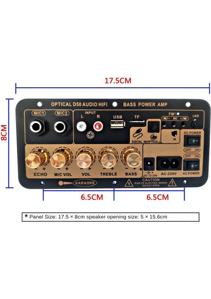 D50 Amplifikatör Kurulu Optik Ses Bluetooth Amp USB Fm Radyo Tf Çalar Dıy Derin Bas Hoparlörü Ev Araba Için-Ab Tak (Yurt Dışından)