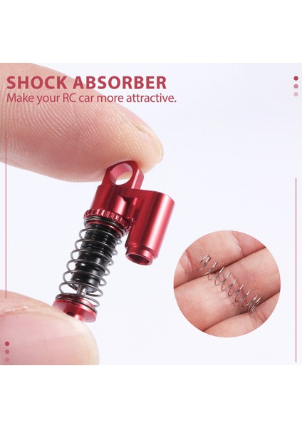 Eksenel SCX24 90081 1/24 Rc Paletli Araba Metal Ayarlanabilir Amortisörler Damper Seti Yükseltme Parçaları Aksesuarları, Kırmızı Dürbün (Yurt Dışından)