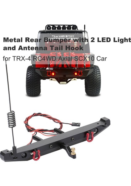 Metal Arka Tampon ile LED Işık Anten Kuyruk Kancası 1:10 Rc Paletli Araba Traxxas Trx4 Eksenel SCX10 90046 (Yurt Dışından) indirimleri