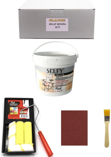 Rich Selfy Decor 1 kg Antikbeyazbeyaz Kendinden Vernikli Rulofırça Setitavalı Genel Amaçlıboyama Set