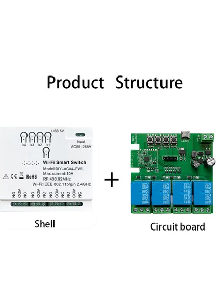 4ch Ewelink Wifi Akıllı Anahtar + RF433 Uzaktan 85-265 V 2.4g Wifi Smartlife Ev Otomasyon Modülü Iftt Alexa Google Ev Için (Yurt Dışından)