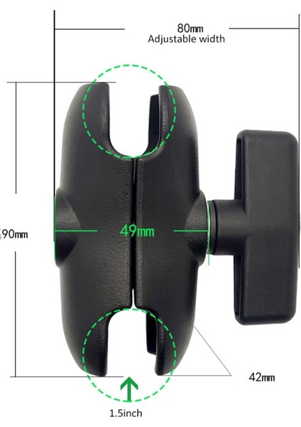 cm Uzunluk Alüminyum Alaşımlı Çift Soket Kolu Ram ile 1.5 Inç Top Taban Montajlı Motosiklet Kamera Uzatma Kolu (Yurt Dışından)