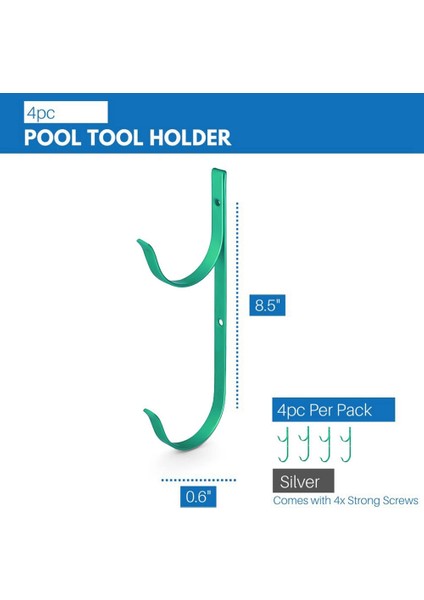 Havuz Direği Askı 4 Paket Havuz Ekipmanları Kancalar Havuz Alet Düzenleyici Teleskopik Direk, Sıyırıcı, Yaprak Tırmık, Havuz Hortumu, Fırça (Yurt Dışından)