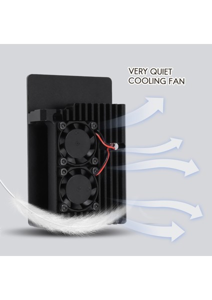 Raspberry Pi 4 Için Alüminyum Kasa Çift Soğutma Fanı ile Metal Kabuk Siyah Muhafaza Raspberry Pi 4 Model B Için (Yurt Dışından)