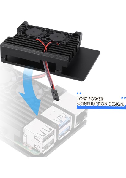 Raspberry Pi 4 Için Alüminyum Kasa Çift Soğutma Fanı ile Metal Kabuk Siyah Muhafaza Raspberry Pi 4 Model B Için (Yurt Dışından)