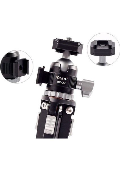 Xıletu MC22 + XT18 Mini Soğuk Ayakkabı Masaüstü Standı 1/4 Vida Çift Soğuk Ayakkabı Mini Ptz Tripod Cep Telefon Standı Tripod (Yurt Dışından)