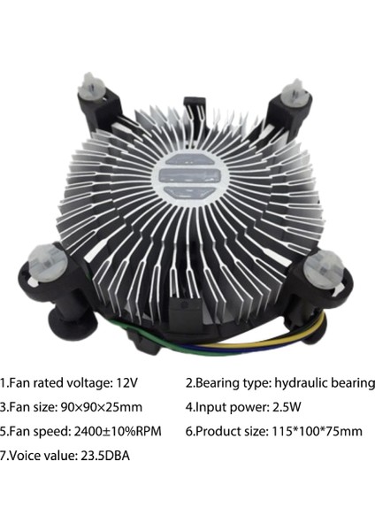 Adet Cpu Soğutma Fanı Radyatör Soğutucu Cpu Soğutucu Hidrolik Rulman 2400 Rpm Intel Lga 775 1150 1155 1156 1151 (Yurt Dışından)