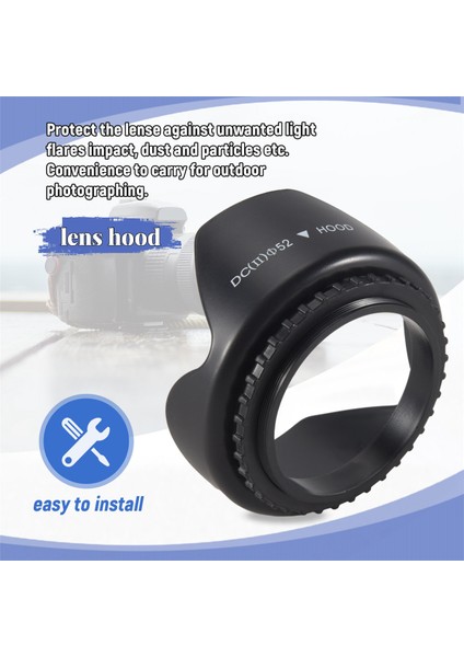 Nikon D5200 D5100 D3200 Kiti F3.5-5.6g Için 52MM Petal Çiçek Lens Başlığı (Yurt Dışından)