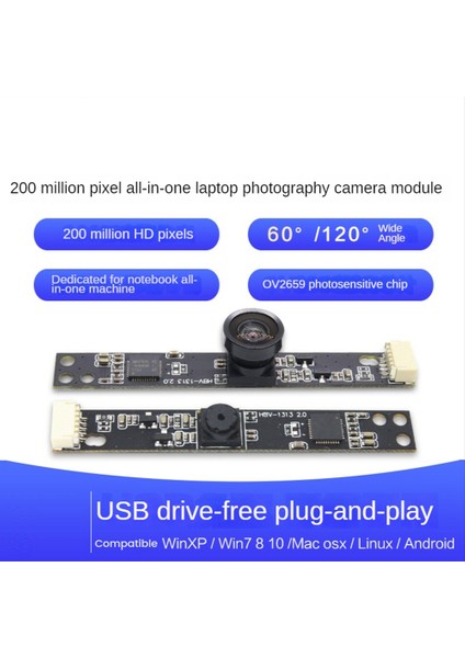 OV2659 Hd Kamera Modülü 2 Milyon Piksel 60° 1600X1200 5fps USB Kamera Modülü Android Dizüstü Bilgisayar Için Sürücüsüz, 60 Derece (Yurt Dışından)