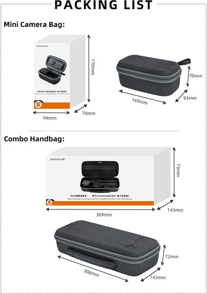 Sunnylıfe INSTA360ONERS Panoramik Sürümü Için Taşıma Çantası Geniş Açı Kamera Mini Taşınabilir Saklama Çantası Aksesuarı, Bir (Yurt Dışından) indirimleri