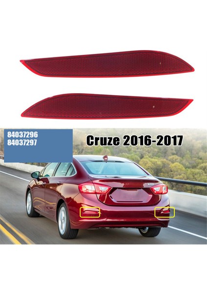 Sol + Sağ Arka Tampon Reflektör Işık TRIM84037296 84037297 Chevrolet Cruze 2016-2019 Için Arka Lambası Fren Lambası Kapağı (Yurt Dışından)
