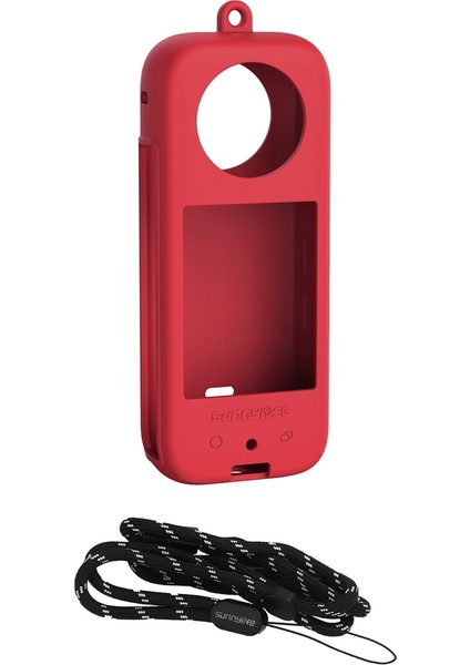 Sunnylıfe Koruyucu Kılıf INSTA360 X3 Silikon Saplı Kılıf Anti-Scratch Kol Örtüsü Cilt Koruyucu Kordon Ile, Kırmızı (Yurt Dışından)