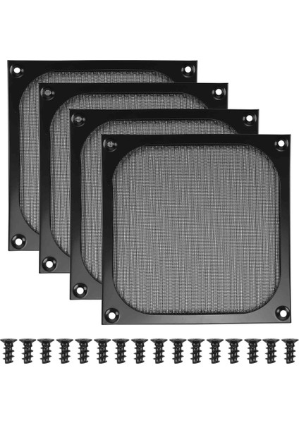 140MM Masaüstü Bilgisayar Kasası Fan Toz Filtresi Izgaralar Vidalı Toz Geçirmez Kılıf Kapağı, Alüminyum Çerçeve Örgü, 4 Paket (Yurt Dışından)