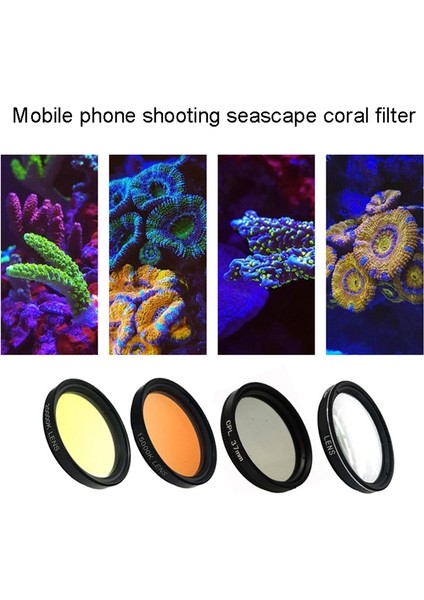 Akvaryum Akıllı Telefon Kamera Lens Filtresi 4 In 1 Kiti Mercan Kayalığı Akvaryum Fotoğrafçılığı Için Sarı Turuncu Lens Filtresi (Yurt Dışından) fiyatları