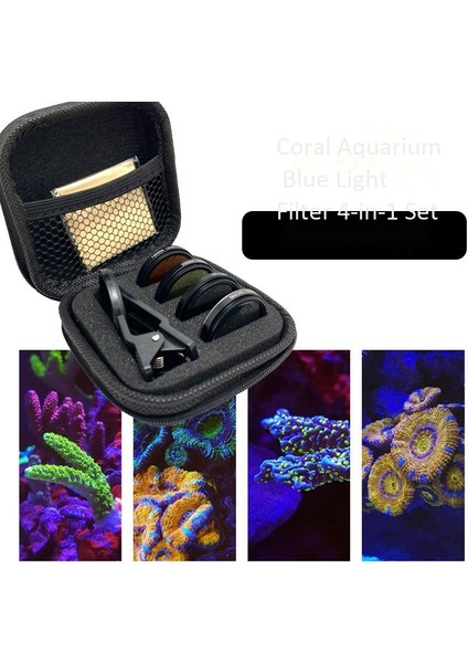 Akvaryum Akıllı Telefon Kamera Lens Filtresi 4 In 1 Kiti Mercan Kayalığı Akvaryum Fotoğrafçılığı Için Sarı Turuncu Lens Filtresi (Yurt Dışından) modelleri