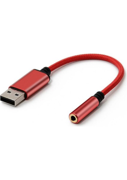 USB - 3,5 mm Kulaklık Jakı Ses Adaptörü, Pc Için Harici Stereo Ses Kartı, Dizüstü Bilgisayar, Ps4 Için, Mac Vb Için (0,6 Feet, Kırmızı) (Yurt Dışından)