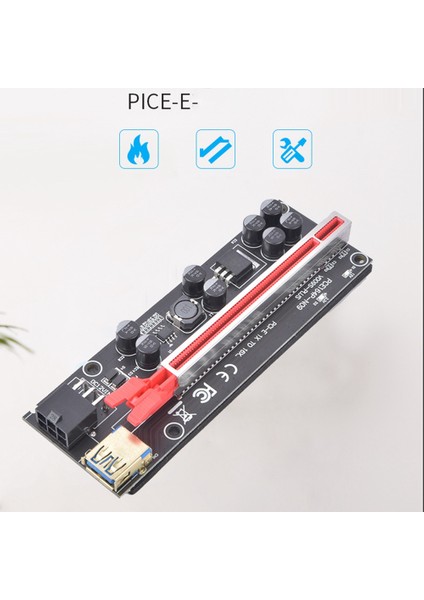 VER009S-PLUS Pcı-E 1x - 16X Yükseltici Kart, 8 Katı Kapasitör, 6pın Sata Güç Kablosu, 60 cm USB 3.0 Uzatma Kablosu (Yurt Dışından)