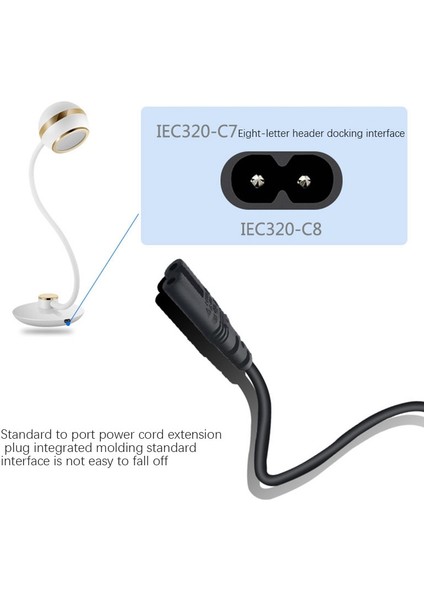 Iec 3-Pin C14 Erkek - C7 Dişi Dönüştürücü Adaptör Kablosu, Pdu Ups Su Isıtıcısı (2.0m) (Yurt Dışından)