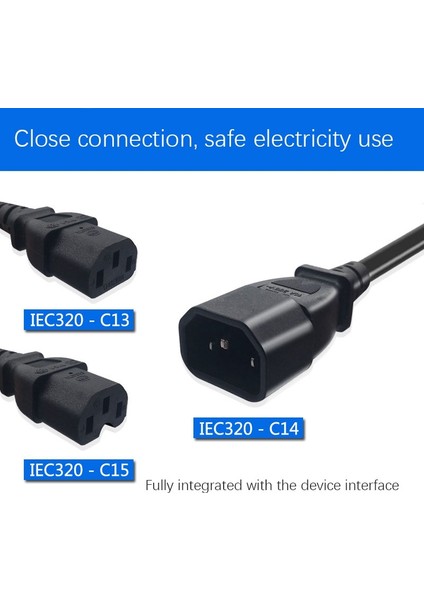 Iec 3-Pin C14 Erkek - C7 Dişi Dönüştürücü Adaptör Kablosu, Pdu Ups Su Isıtıcısı (2.0m) (Yurt Dışından)