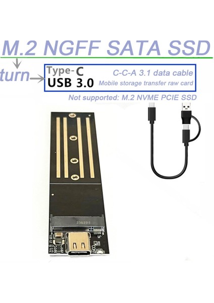 M.2 Ngff Usb3.0 Tip-C Dönüşüm Kartı Sata Katı Hal Diskten Seri Bağlantı Noktasına Mobil Depolama Dönüşüm Kartı (Yurt Dışından)