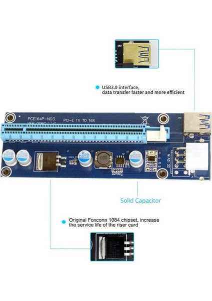 Adet Pcı-E 1x Ila 16X Madencilik Makinesi Gelişmiş Genişletici Yükseltici Adaptörü, USB 3.0 ve 6pin Güç Kablosu ile (Yurt Dışından)