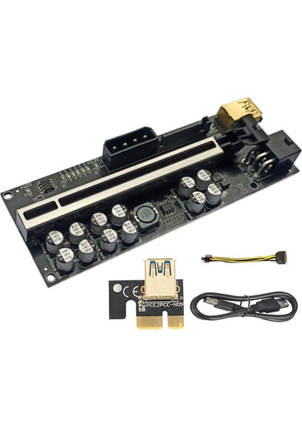 1 Paket VER018 Plus Pcı-E 1x Ila 16X Usb3.0 60CM Grafik Yükseltici Kartı, 12 Katı Kapasitörlü/btc Madenciliği Için LED Işık (Yurt Dışından)