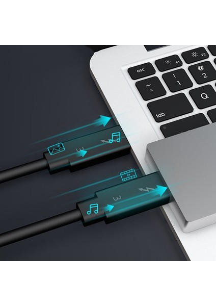 Thunderbolt 3 Veri Kablosu Için Typec Kablo 40GBPS Tam Hız 100W Hızlı Şarj 5k Iletim 50CM (Yurt Dışından)