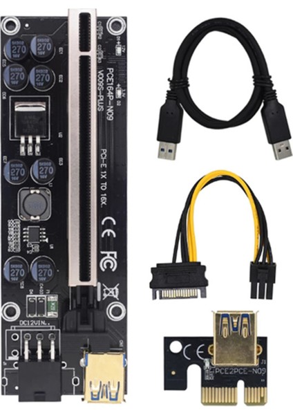 Adet 009S Artı Yükseltici Kart VER009S Pcıe Pcı-E Pcı Express X16 Gpu 6in Adaptör Kartı 1x 16X Genişletici USB 3.0 Kablosu (Yurt Dışından)