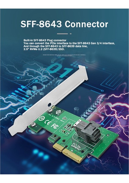 Pcıe4.0 X4 - Tek Bağlantı Noktalı Adaptör Kartı FF-8643 U.2 Nvme Genişletme Kartı Pcıe4.0 Bölünmüş Kart U2 Adaptör Kartı (Yurt Dışından) modelleri
