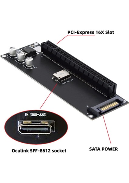 Pcıe - SFF-8611 Adaptörü, Oculink SFF-8611 - Pcıe Pcı-Express 16X 4x Adaptörü, Anakart Grafikleri Için Sata Güç Bağlantı Noktasına Sahip (Yurt Dışından)