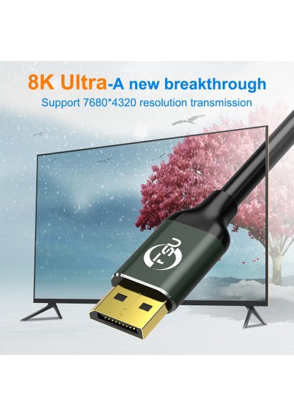 Fsu Displayport 1.4 8k 4K Hdr 144Hz 165Hz Ekran Bağlantı Noktası Adaptörü Video Pc Dizüstü Tv Için Dp 1.4 Ekran Bağlantı Noktası 1.4 Kablo, 1.5m (Yurt Dışından)