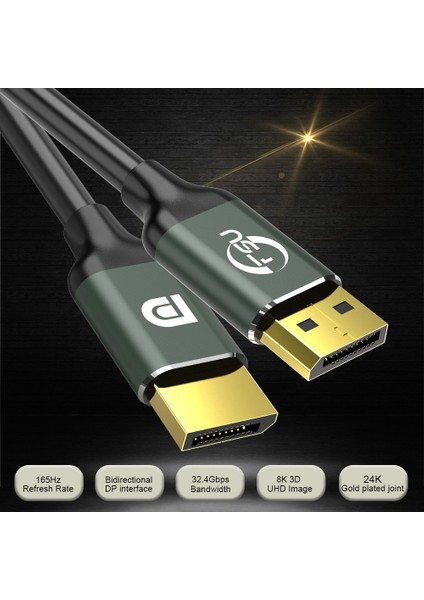 Fsu Displayport 1.4 8k 4K Hdr 144Hz 165Hz Ekran Bağlantı Noktası Adaptörü Video Pc Dizüstü Tv Için Dp 1.4 Ekran Bağlantı Noktası 1.4 Kablo, 1.5m (Yurt Dışından)
