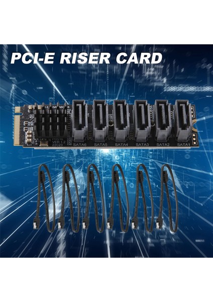 Pcıe - Sata 6gpbsx6 Bağlantı Noktalı Genişletme Kartı + Sata Kablosu M.2 Mkey Pcı-E Yükseltici Kart M.2 Nvme - Sata3.0 ASM1166 Destek Pm (Yurt Dışından)