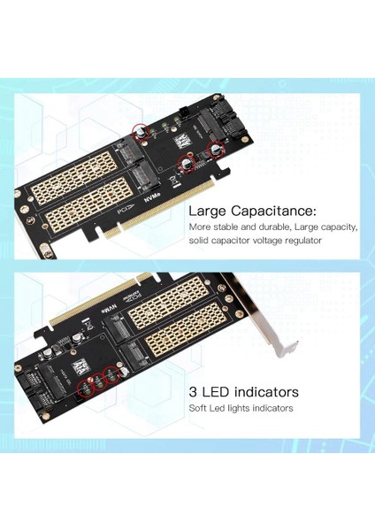 3'ü 1 Arada Ngff ve Msata SSD Adaptör Kartı, 2280/2260 Için M.2 Nvme'den Pcıe/m.2 Sata Ssd'ye Sata Iıı/msata'dan Sata Adaptörüne (Yurt Dışından)
