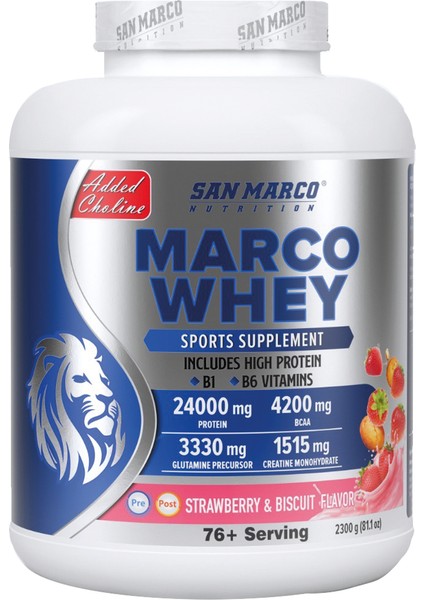 Sanmarco Nutrıtıon Marco Whey Çilek Bisküvi Aromalı 2300 gr