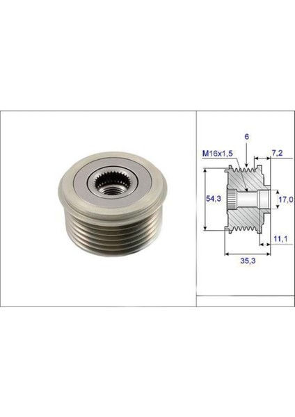 588015 Alternatör Kasnagı Scudo Ducato 206 406 Partner Berlıngo Vıvaro Fıesta Fusıon 1.4 Tdcı 2.3 Uyumlu