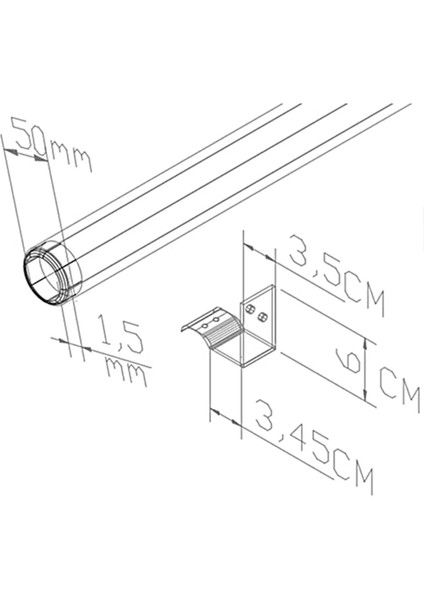 Alüminyum Brnoz Merdiven Tutamak, Korkuluk Yaşlı Engelli Duvar Tutamağı 250 Cm. Istenilen Ölçüde