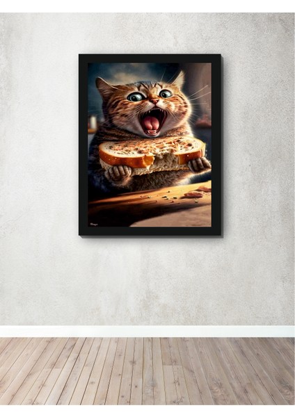 Obur Kedi Kanvas Tablo Dekoratif Modern Soyut Minimalist Illüstrasyon fiyatları