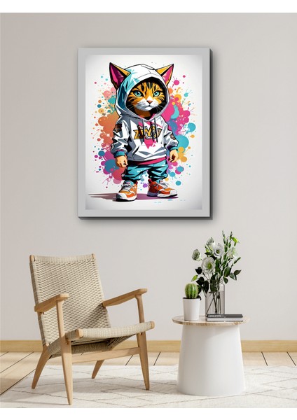 Neon Kedi Kanvas Tablo