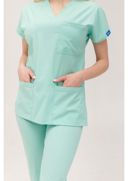 Kadın Likralı Yarasa Kol Hemşire Doktor Takım Mint Yeşili modelleri