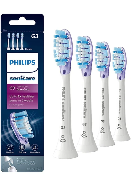 Sonicare G3 Yedek Diş Fırçası Başlıkları Için, HX9054/65, Beyaz,4'lü Paket (Yurt Dışından)