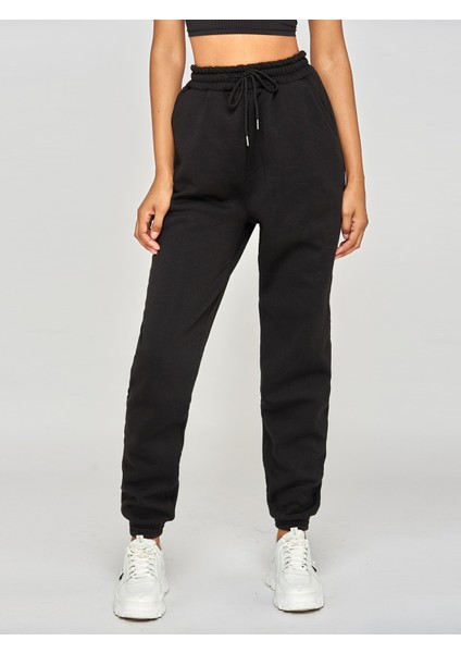 DAXİS Kadın Eşofman Altı Siyah Lastikli Paça Polar İçerikli 2021 Sonbahar Kış Modası fiyatları