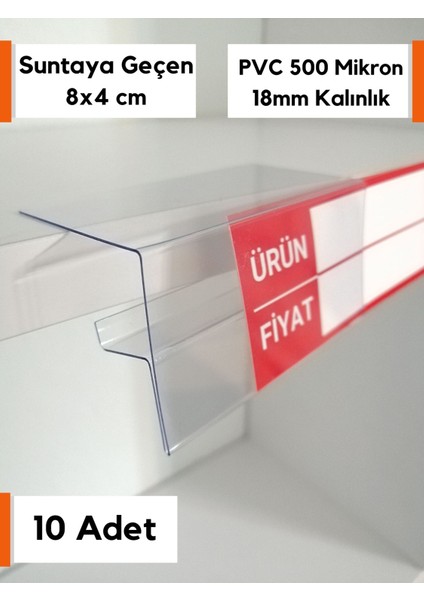 Şeffaf Etiket 10 Adet Pvc Etiketlik 18 mm Ahşap Raflar Için Şeffaf Etiketlik 18 mm Suntaya Geçme 8 x 4 cm