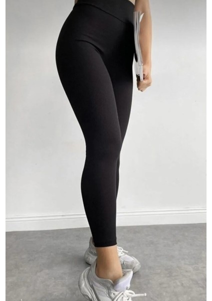 Fitilli Şardonlu, Içi Polarlı Yüksek Bel Kışlık Toparlayıcı Tayt modelleri