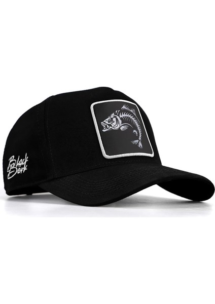 V1 Baseball Balık - 1 Kod Logolu Unisex Siyah Şapka (Cap)