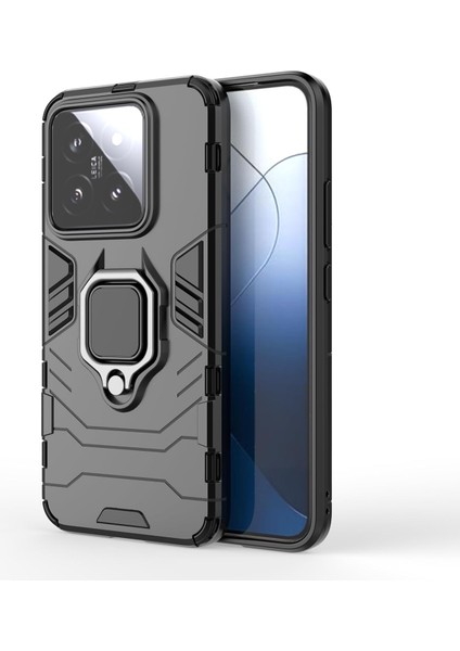 Xiaomi 14 Pro Global Batman Serisi Yüzük Standlı Armor Kılıf Siyah