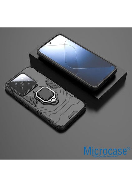 Xiaomi 14 Pro Global Batman Serisi Yüzük Standlı Armor Kılıf Siyah