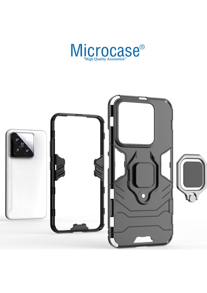 Xiaomi 14 Pro Global Batman Serisi Yüzük Standlı Armor Kılıf Siyah